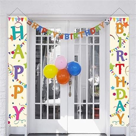 partyGO Colorful Happy Birthday Porch Sign Banner Deco...