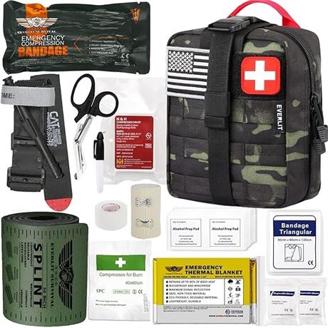 EVERLIT Emergency Trauma Kit, CAT GEN-7 Tourniquet 36" Splint, Military Combat T