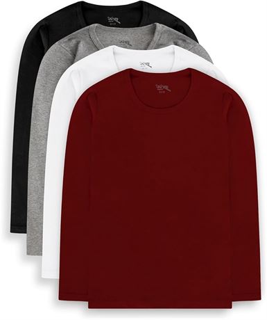 Brix Boys' Long Sleeve Tees - Tagless Crewneck Cotton Soft 4-pk Shirts ,9-10 AGE