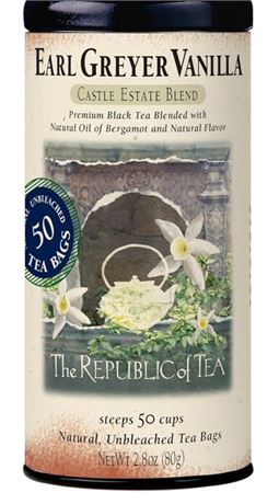 The Republic of Tea Earl Greyer Vanilla Tea, 2.8 oz Tin, 50 Tea Bags | Gourmet T