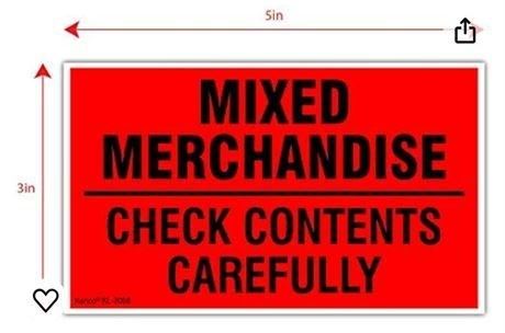 Kenco 3" X 5" Mixed Merchandise Check Contents Carefully Stickers for Shipping