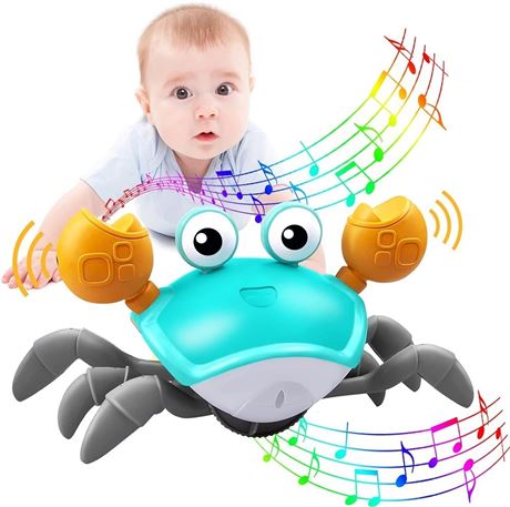 Crawling Crab Baby Toy,Tummy Time Baby Toys with Music and LED Light