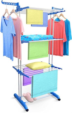 3 Layers Clothes Drying Rack Folding Clothes Rail Of Clothes Hanger, Adjustable