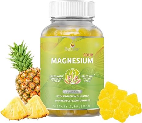 BeLive Magnesium Gummies 200mg - 60 Ct | Magnesium Glycinate Supplements for Rel