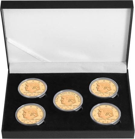 2024 Donald Trump Gold Coin Set in Box Gold Plated Collectible (5pcs with Box)