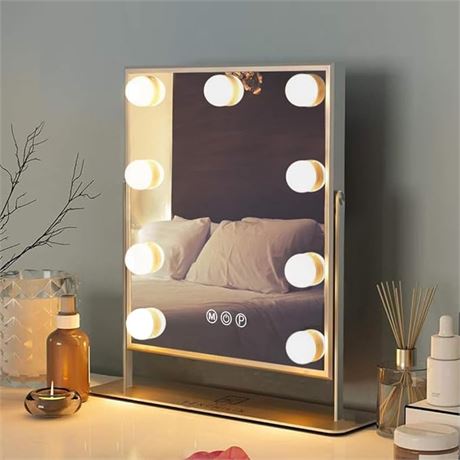 Lighted Vanity Make Mirror with Light,Makeup Mirror with Dimmable LED Blubs, Scr