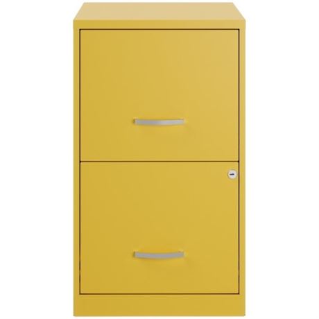 Space Solutions 18"D 2Drawer Mobile Metal Vertical File Cabinet Yellow/Goldfinch