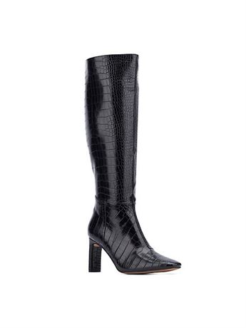 New York & Company Women's Isabelle Croc Embossed Knee-high Boots