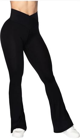 SIZE:M, Sunzel Flare Leggings, Crossover Yoga Pants with Tummy Control, High-Wai