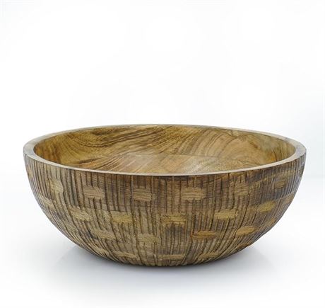 Mela Artisans 12'' Wooden Fruit Bowl, Large Serving Bowl for Salads, Cereals,