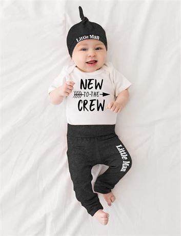 NEWBORN - Uaena Newborn Baby Boy Clothes to The Crew Letter Print Romper