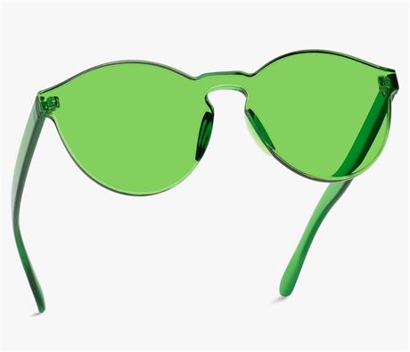 WearMe Pro Colorful One Piece Transparent Round Sunglasses | Fun Rimless Glasses