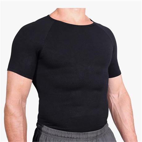 Esteem Apparel Mens Slimming Chest Compression Shirt Body Shaper Abs Undershirt