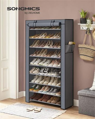 SONGMICS 10-Tier Shoe Rack, 22.8 x 11 x 63 Inches, Holds up to 25 Pairs, Gray