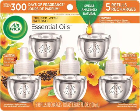 Air Wick Plug in Scented Oil Refill, Hawaii, 5ct, Air Freshener, Essential Oils