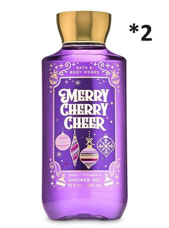 PACK OF 2  Bath and Body Works Merry Cherry Cheer Shower Gel with Shea Vitamin E