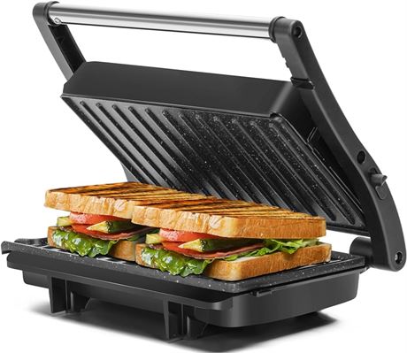 Panini Press Grill, Aigostar 1000W Sandwich Maker with Ceramic Non-stick Plates,