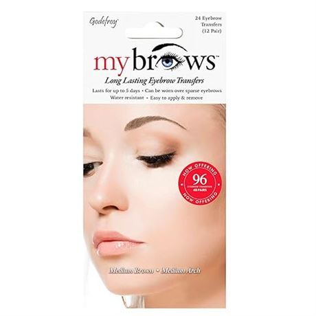 48-Pairs of Brows - Godefroy MyBrows Long Lasting Eyebrow Transfers, Medium Arch