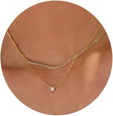 Similar, Tewiky Layered Disc Circle Choker Necklace 18k Gold Plated Double Lip