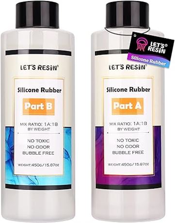 LET'S RESIN Silicone Mold Making Kit 31.04oz/1.94lbs - Translucent Silicone Rubb