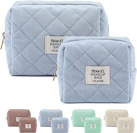 MAANGE Small Makeup Bag for Purse, 2PCS Quilted Cosm...