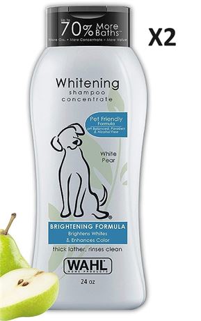 2 PACK  Wahl USA Whitening Shampoo White Pear scent for Pets Whitening & Animal