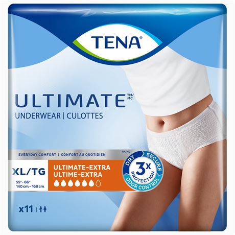 XL , Tena Undrwr Protective Ultmate XL  , PACK OF 4 , TOTAL 44 PEICES