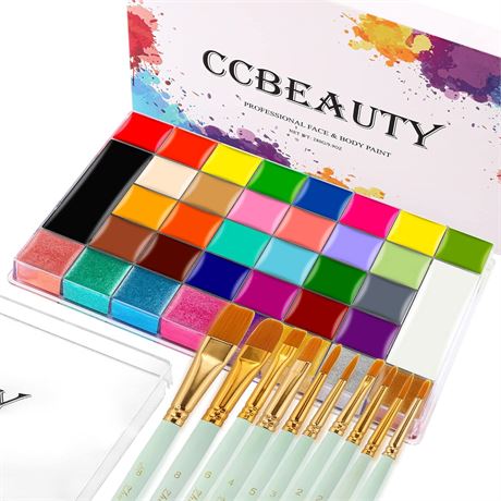 CCbeauty 36 Colors Face Body Paint Oil Professional Flash Non-Toxic Hypoallergen