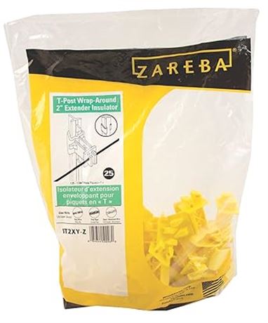 Zareba T-Post Wrap-Around 2" Extender Insulator Yellow 25 Pk