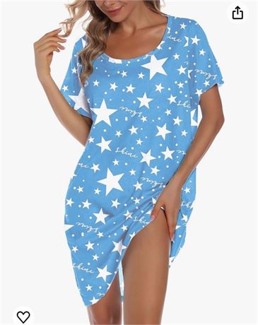 ENJOYNIGHT Nightgown for Women Cotton Short Sleeve Nightshirts Casual Print Slee