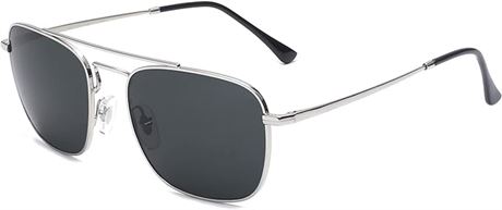 JIM HALO Retro Square Aviator Sunglasses Premium Glass Lens Flat Metal Eyewear M