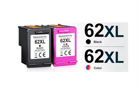 *SIMILAR - (2 Pack) 62XL Ink Cartridges Combo Pack Replacement for HP Ink 62 HP