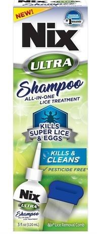 Nix Ultra Superlice Treatment, All-in-One Shampoo, 3 fl oz & Lice Removal Comb