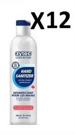 12 ZYTEC Germ Buster Gel Hand Sanitizers (12 x 240mL)