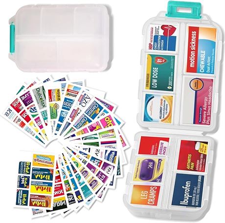 DIY Pocket Pharmacy with Medicine Labels Travel Daily Pill Container Mini Medica