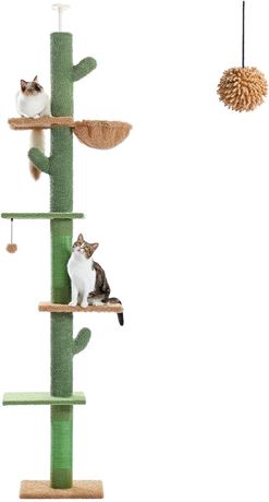 PAWZ Road Floor to Ceiling Cactus Cat Tree for Indoor Cats, Tall Cat Tower [229C