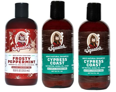 3 Pcs (8fl oz & 10.6fl oz) - Dr. Squatch Hair Care, Cypress Coast Shampoo & Fros