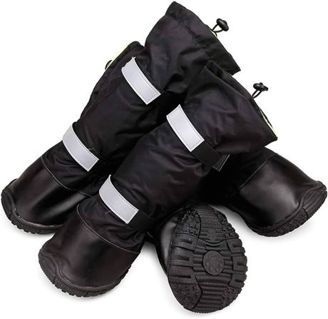 PETLESO Dog Winter Boots Pet Waterproof Shoes for Snowy Or Rainy Knee High Skid proof 4 Pcs (Medium, Black)