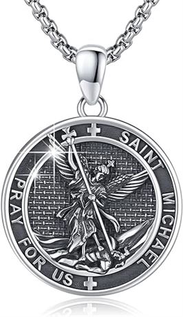 DOTBJ 925 Sterling Silver Patron Necklace/Amulet Saint Medal