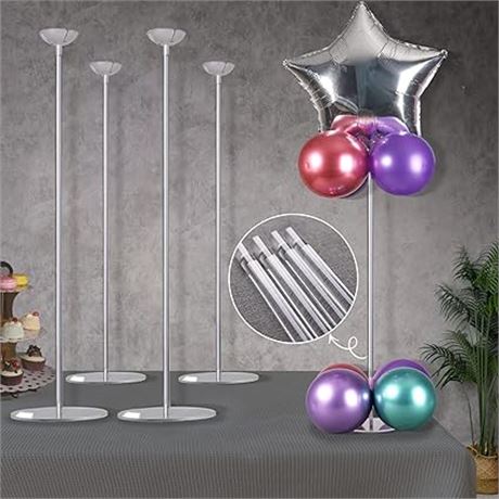 60cm, 4 pack - YALLOVE Clear Acrylic Tabletop Balloon Stand Kit, Adjustable Heig