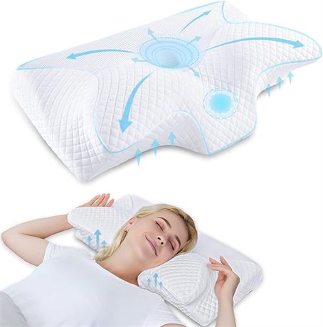 HOMCA Neck Pillow Cervical Memory Foam Pillows for Pain Relief, Orthopedic Conto