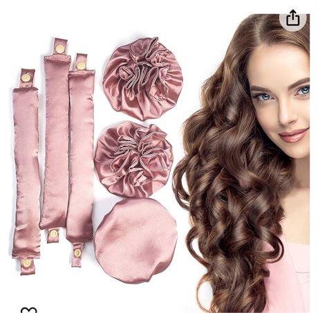 Satin Heatless Hair Curler 3Sets/6PCS, Pillow Soft Rollers with Hair Caps, Soft