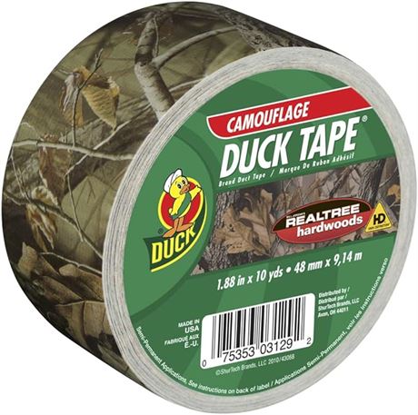 1.88"x10yd, Duck Brand 1409574 Printed Duct Tape, Realtree Camouflage
