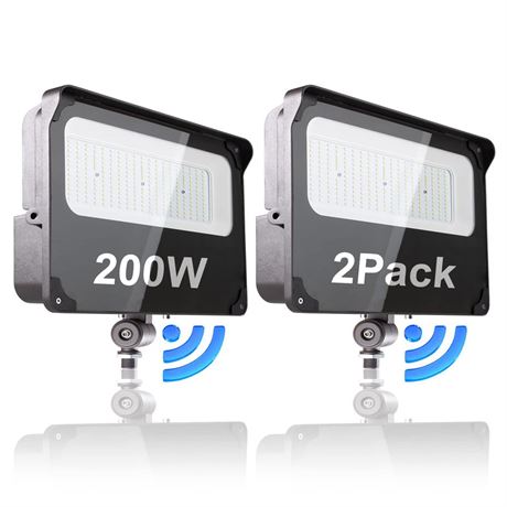 Lightdot 2 Pack 200w LED Flood Lights Outdoor with Photocell Hardwired Knucklemo