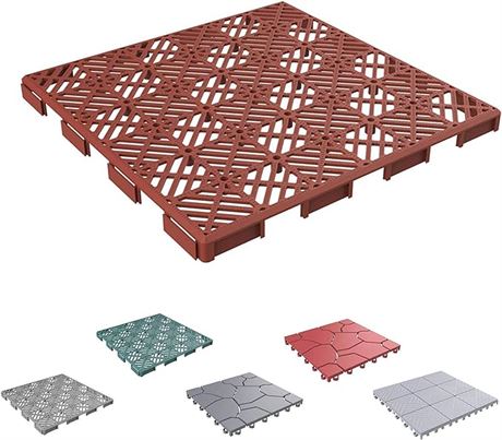 12 x 12" (Set of 6) - Pure Garden Interlocking Patio, Deck or Garage Floor Tiles