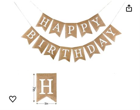 Burlap Happy Birthday Banner Reusable Hessian Sign Banner for Birthday Party Dec