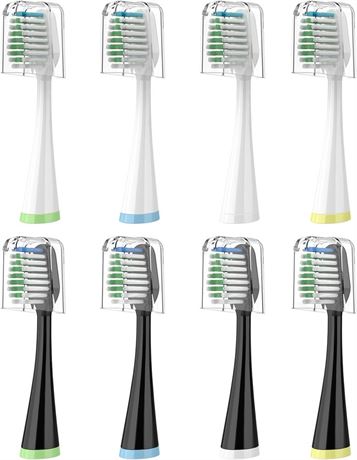Replacement Brush Heads with Covers for AquaSonic Duo, 4 White & 4 Black
