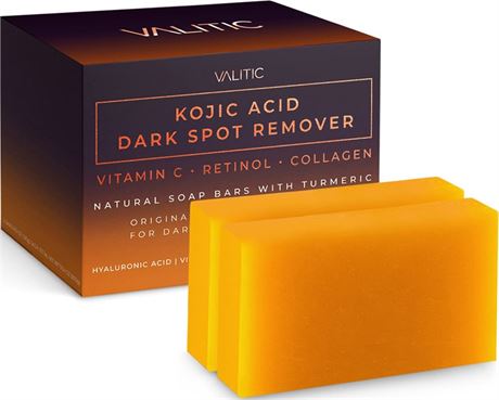 VALITIC Kojic Acid Dark Spot Remover Soap Bars with Vitamin C, Retinol, Collagen