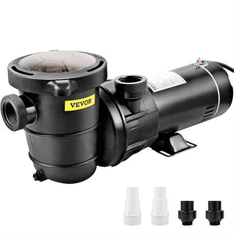 VEVOR Swimming Pool Pump, 1.5 HP 115 V, 1100 W Single Speed Pump for Above Groun