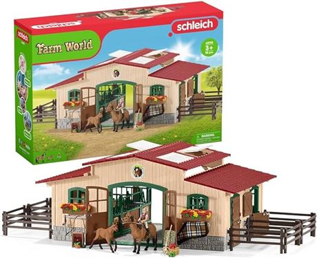 Schleich Horse Barn and Stable Playset - Award-Winning Riding Center 96 Piece Se